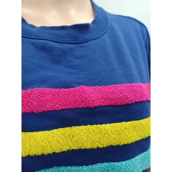 Crown & Ivy Womens Stripe Rainbow Sweater Top Soft Comfy Side Slits Sz L - Picture 3 of 9